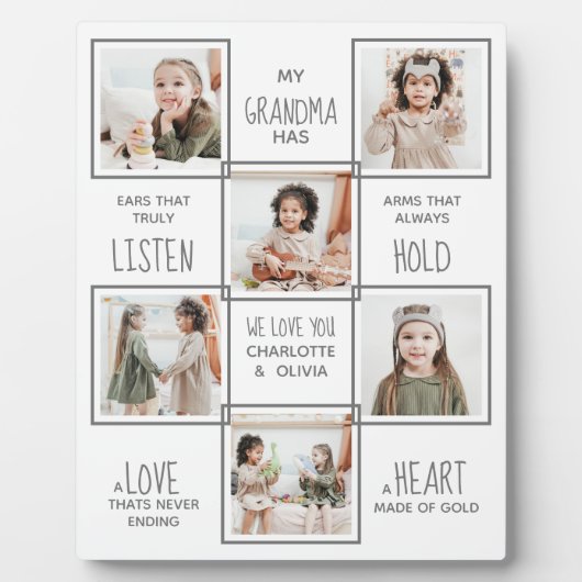おばあちゃんパーソナライズされたフォトコラージュおばあちゃん フォトプラーク (正面)