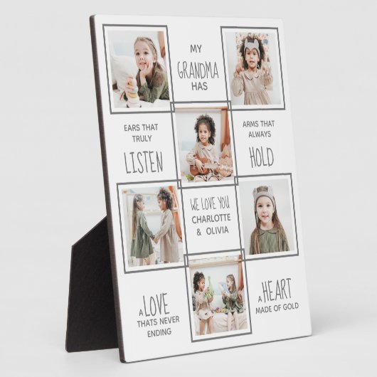 おばあちゃんパーソナライズされたフォトコラージュおばあちゃん フォトプラーク (側面)