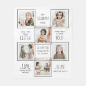 おばあちゃんパーソナライズされたフォトコラージュおばあちゃん フリースブランケット (正面)