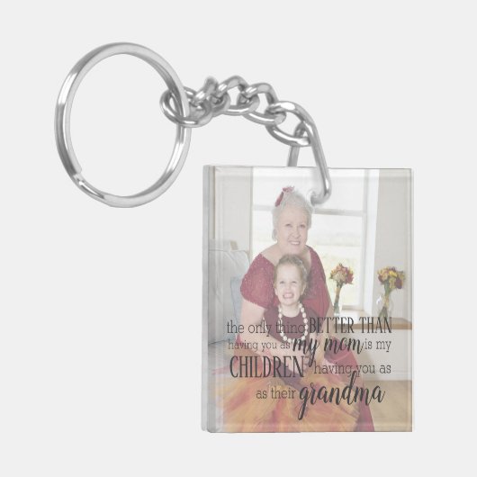 おばあちゃんパーソナライズされたフォト引用文キーチェーン キーホルダー (正面左)