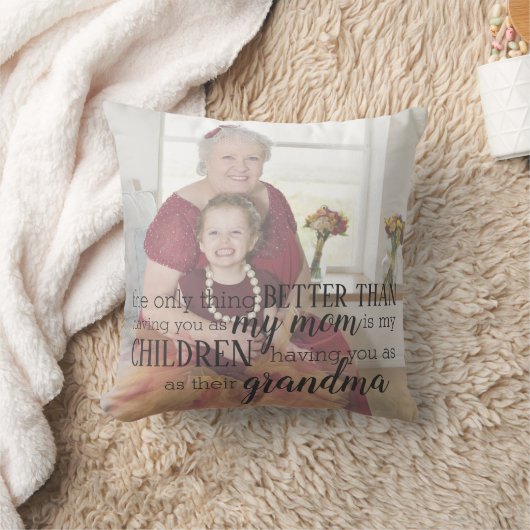 おばあちゃんパーソナライズされたフォト引用文枕 クッション (ブランケット)