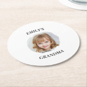 おばあちゃんパーソナライズされたフォト紙コースター ラウンドペーパーコースター (アングル)