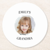 おばあちゃんパーソナライズされたフォト紙コースター ラウンドペーパーコースター (正面)