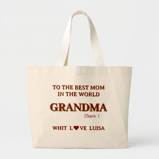 おばあちゃんパーソナライズされたママMommy Script ラージトートバッグ (正面)