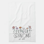 おばあちゃんパーソナライズされたワイルドフラワー キッチンタオル (縦)