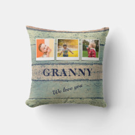 おばあちゃんパーソナライズされた孫3フォトコラージュ クッション