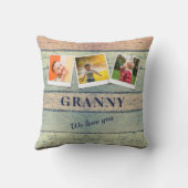 おばあちゃんパーソナライズされた孫3フォトコラージュ クッション (裏面)