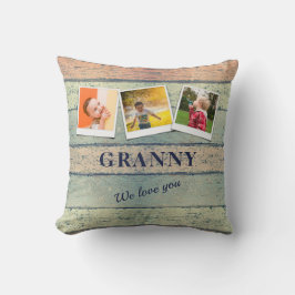 おばあちゃんパーソナライズされた孫3フォトコラージュ クッション