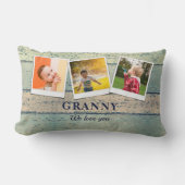 おばあちゃんパーソナライズされた孫3フォトコラージュ ランバークッション (正面)