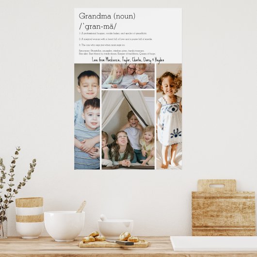 おばあちゃんパーソナライズされた定義4フォトコラージュ ポスター (キッチン)
