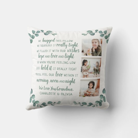 おばあちゃんパーソナライズされた引用文フォトコラージュ  クッション (裏面)