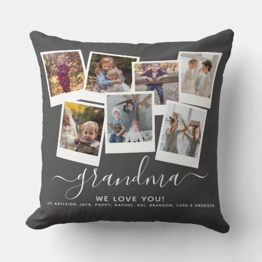 おばあちゃんパーソナライズされた引用文&フォトコラージュ クッション (正面)