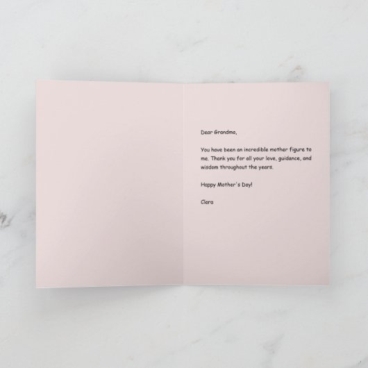 おばあちゃんパーソナライズされた母の日帰りグリーティングカード カード (内部)