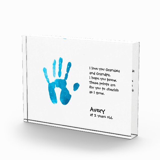 おばあちゃんパーソナライズされた用の子どもの手刷り フォトブロック (右)