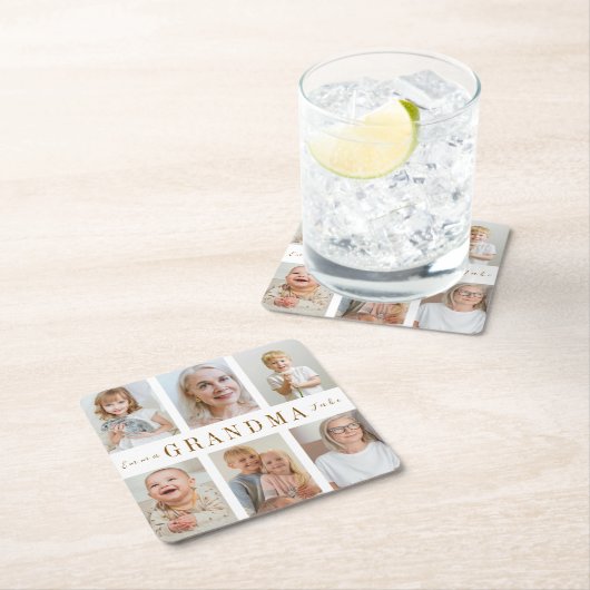 おばあちゃんパーソナライズされた紙コースター | カスタム写真 スクエアペーパーコースター (インサイチュ)