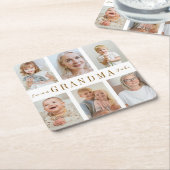 おばあちゃんパーソナライズされた紙コースター | カスタム写真 スクエアペーパーコースター (アングル)