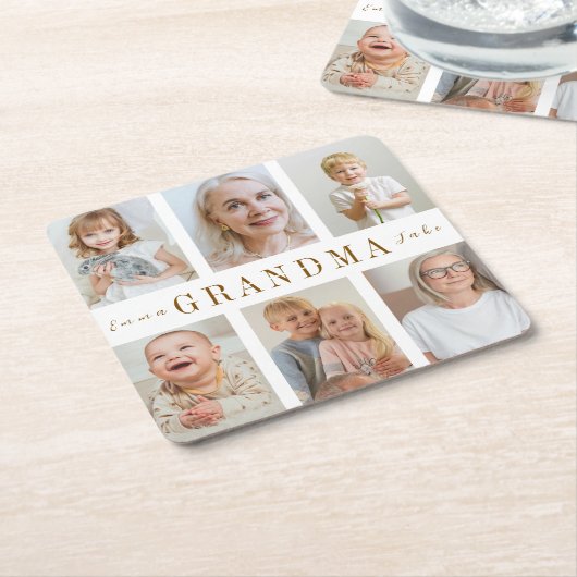 おばあちゃんパーソナライズされた紙コースター | カスタム写真 スクエアペーパーコースター (アングル)