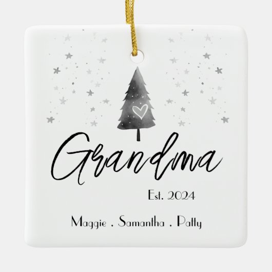 おばあちゃんパーソナライズされた設立エレガント セラミックオーナメント (正面)