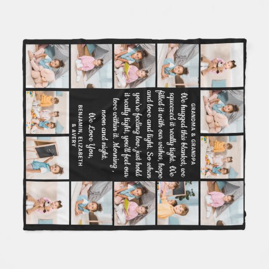 おばあちゃんパーソナライズされた詩14フォトコラージュ フリースブランケット (正面(横))