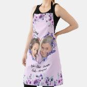 おばあちゃんパープルフローラハートグランドキッズ名&写真 エプロン (インサイチュ)