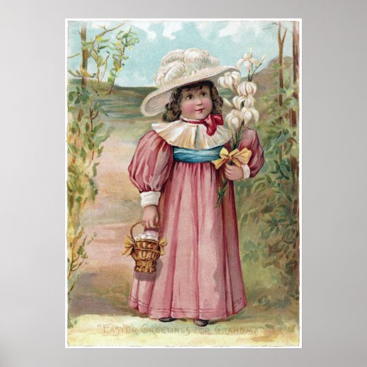 おばあちゃんビクトリアンのためのイースターリリーの女の子 ポスター (正面)