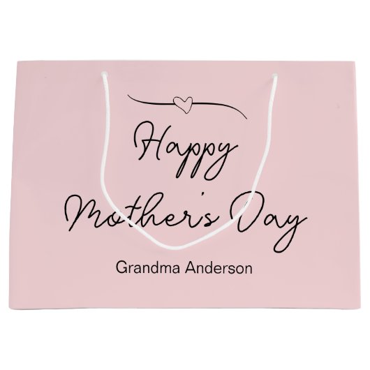 おばあちゃんピンクに母の幸せ淡い色のの日 ラージペーパーバッグ (正面)