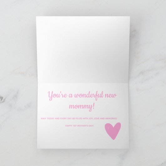 おばあちゃんピンクハートへ1st母の日を カード (内部)