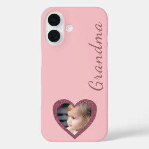 おばあちゃんピンクハート孫カスタムの写真 iPhone 16ケース