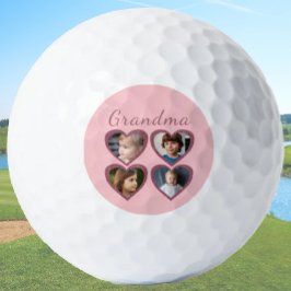 おばあちゃんピンクハート4孫フォトコラージュ ゴルフボール