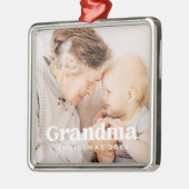 おばあちゃんフォトクリスマスホリデーシンプルシッモダンク メタルオーナメント (左)