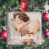 おばあちゃんフォトクリスマスホリデーシンプルシッモダンク メタルオーナメント