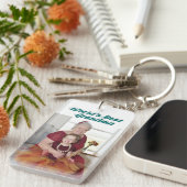 おばあちゃんフォトグリーン文字マザーズの日 キーホルダー (正面右)