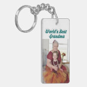 おばあちゃんフォトグリーン文字 キーホルダー (正面左)