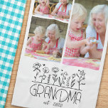 おばあちゃんフォトコラージュの花 キッチンタオル<br><div class="desc">焼パーソナライズされたくのが大好きおばあちゃんのプレゼント</div>