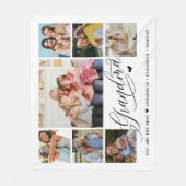 おばあちゃんフォトコラージュタイポグラフィキープサケ フリースブランケット (正面)