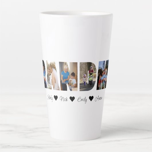 おばあちゃんフォトコラージュラテMAG 7枚 カフェラテマグ (正面)