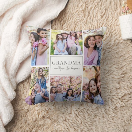 おばあちゃんフォトコラージュ家族 クッション (ブランケット)