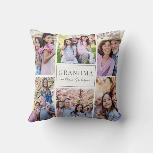 おばあちゃんフォトコラージュ家族 クッション (裏面)
