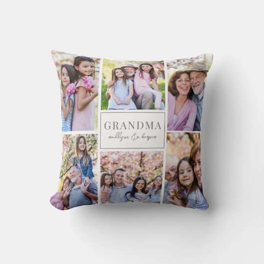おばあちゃんフォトコラージュ家族 クッション (正面)