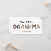 おばあちゃんフォトコラージュ文字切り出しハッピーバースデー カード (正面/裏面インサイチュ)