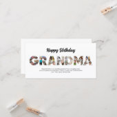 おばあちゃんフォトコラージュ文字切り出しハッピーバースデー カード (正面/裏面インサイチュ)