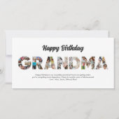 おばあちゃんフォトコラージュ文字切り出しハッピーバースデー カード (正面)