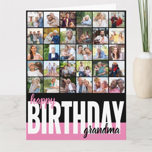 おばあちゃんフォトコラージュ31写真ハッピーバースデー カード (正面)