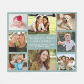 おばあちゃんフォトコラージュSage Green フリースブランケット (正面(横))