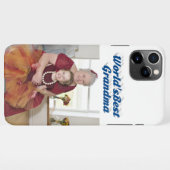 おばあちゃんフォトシーブルータイポグラフィマザーズの日 iPhoneケース (裏面横)