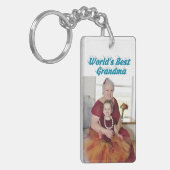 おばあちゃんフォトスカイブルー文字マザーズ キーホルダー (正面左)