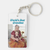 おばあちゃんフォトスカイブルー文字マザーズ キーホルダー (裏面)