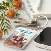 おばあちゃんフォトスカイブルー文字 キーホルダー (正面右)