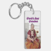 おばあちゃんフォトパープル文字 キーホルダー (正面左)