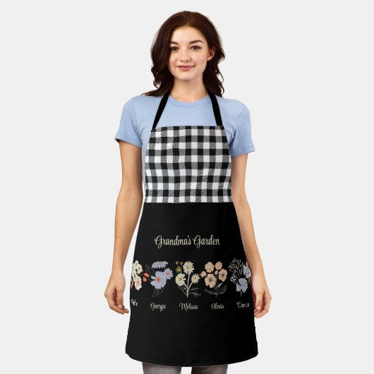 おばあちゃんフラワーガーデンカスタム5名ヴィンテージフローラ エプロン (着用した状態)